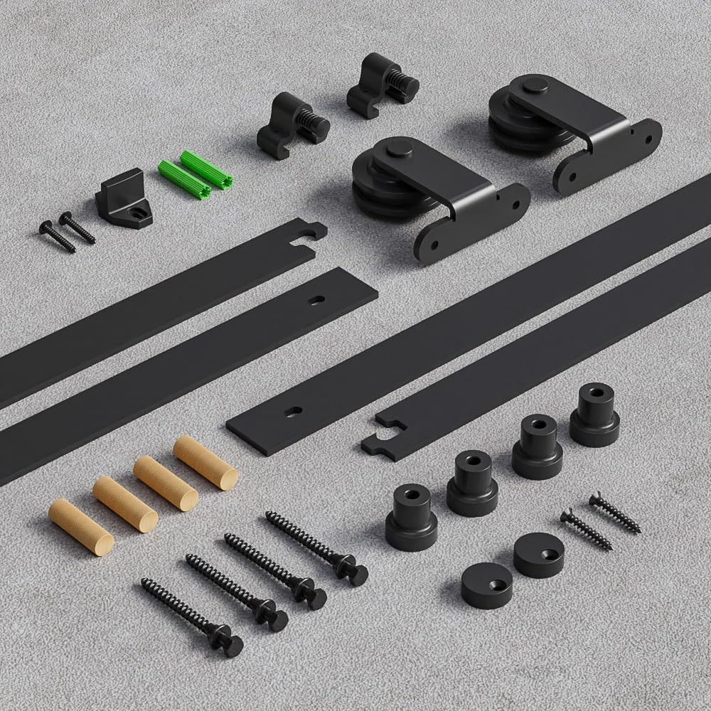 TSMST 6 ft/183 cm Set für Scheunentür, robust, Beschläge für Schiebetür, geeignet für eine einzelne