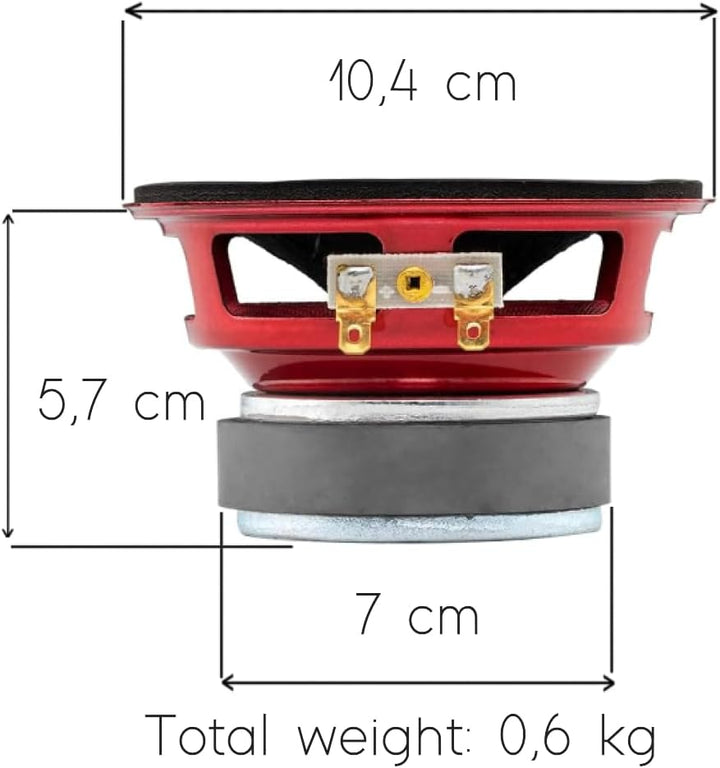 1 KIT-Set FÜR DS18 PRO-X4M 10 cm 100 mm Mitteltöner mit 4 Zoll Durchmesser, 100 Watt RMS und 200 Wat