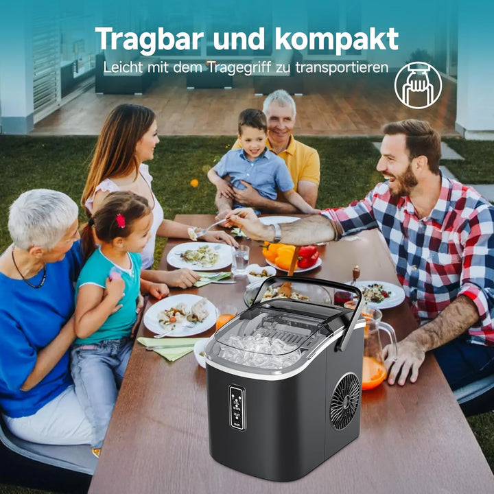 EUHOMY Eiswürfelmaschine Klein, 9 Würfel in 6 Minuten Bereit, 12 Kg/Day, Selbstreinigend, Tragbare E