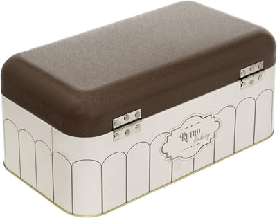 Lashuma Eckige Brotbox Retro, Brotdose gross aus Blech 36x21 cm, Aufbewahrungsbehälter für Brot, Ret