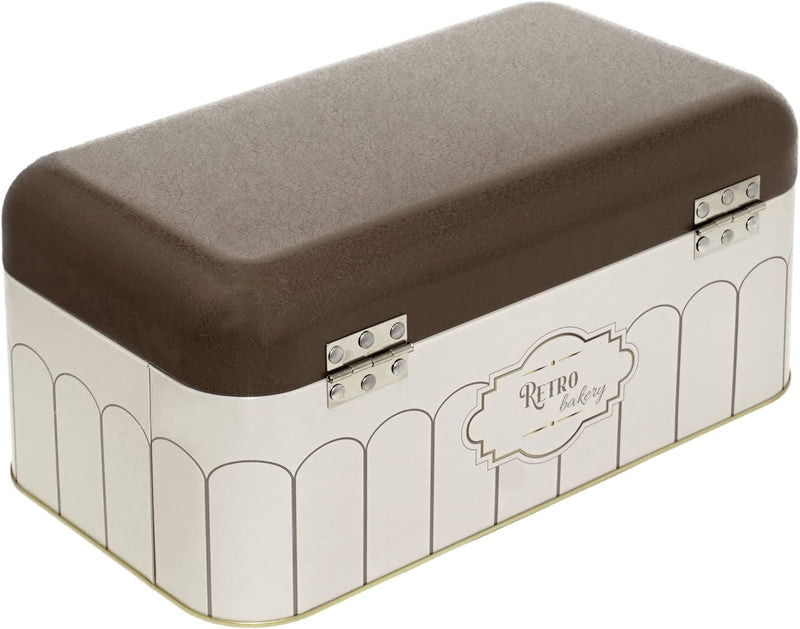 Lashuma Eckige Brotbox Retro, Brotdose gross aus Blech 36x21 cm, Aufbewahrungsbehälter für Brot, Ret