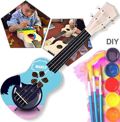 Kinder Ukulele 21 Zoll, Naturholz DIY Ukulele Kit 4-saitige Anfänger Hobby Ukulele Kinder Kindergita