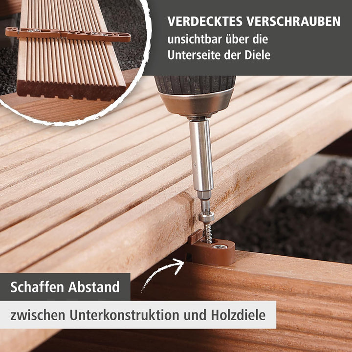 wolfcraft Verbinder-Set Terrassendielen „Verdecktes Verschrauben“, 700-tlg. I 6974000 I Verbinder fü