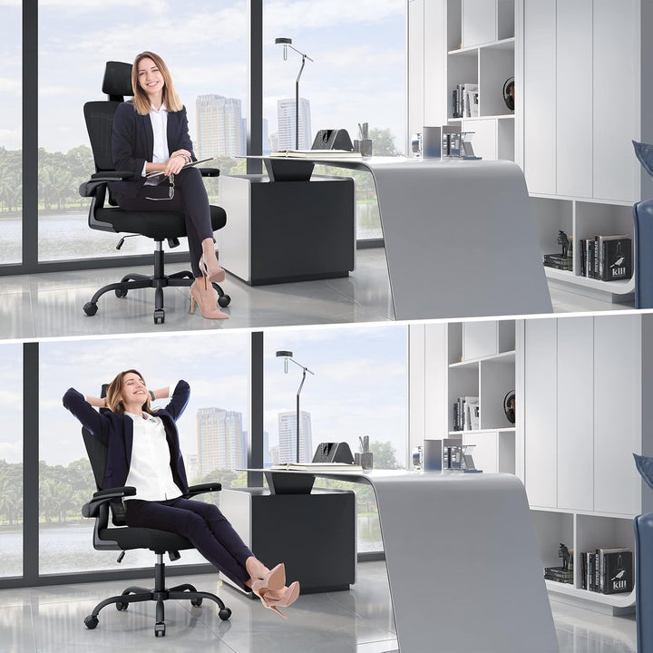 naspaluro Bürostuhl Ergonomischer, Schreibtischstuhl mit Hochklappbaren Armlehnen, Dynamischer Lordo