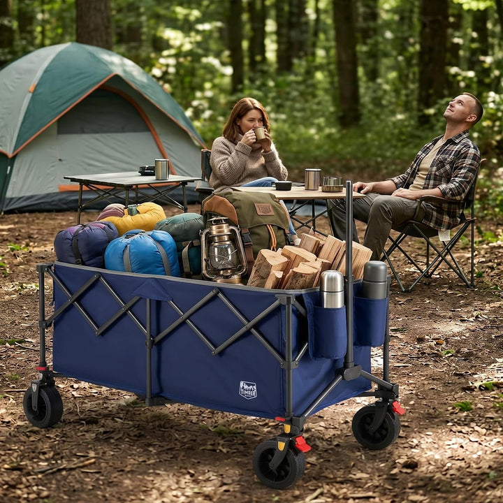 TIMBER RIDGE Faltbarer Bollerwagen 300L Klappbarer Strandwagen 150kg Traglast Campingwagen All-Terra