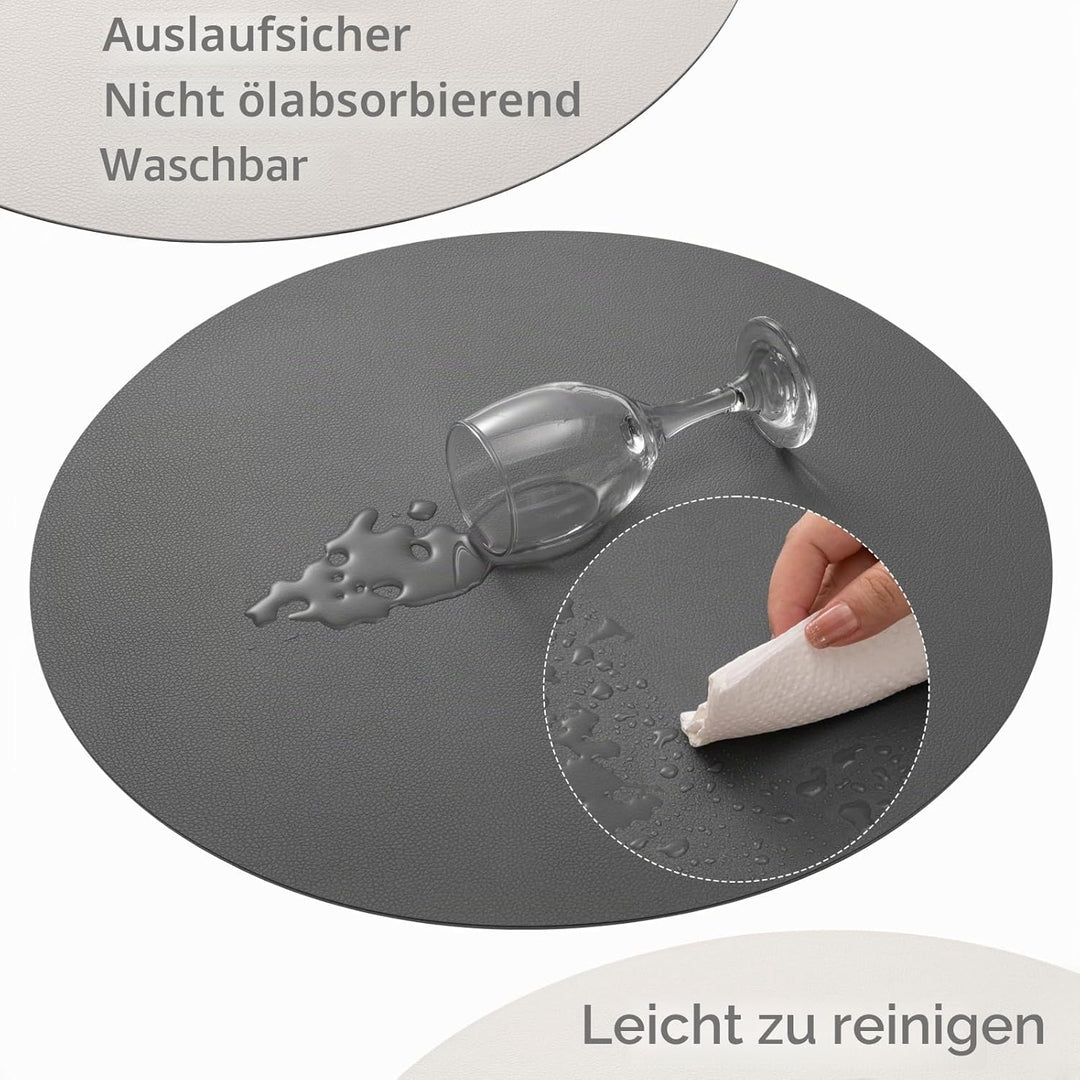 Myir JUN Tischsets 4er Set, Tischsets Abwaschbar Platzsets Rund Ø 38cm Platzdeckchen Rund Doppelseit