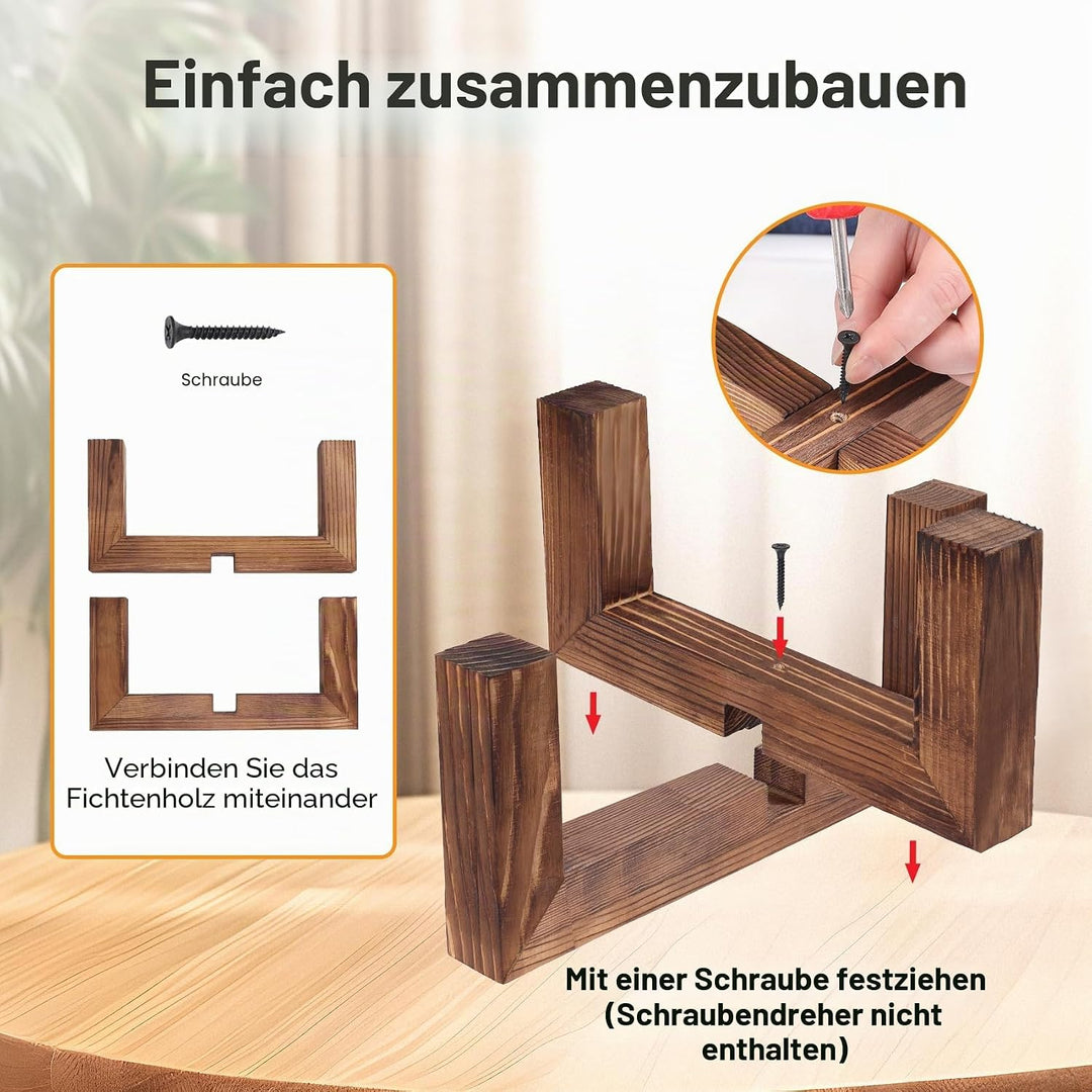 Vigordream Pflanzenständer, Pflanzenhalter für drinnen und draussen aus Holz, Einzelner Blumentopfst