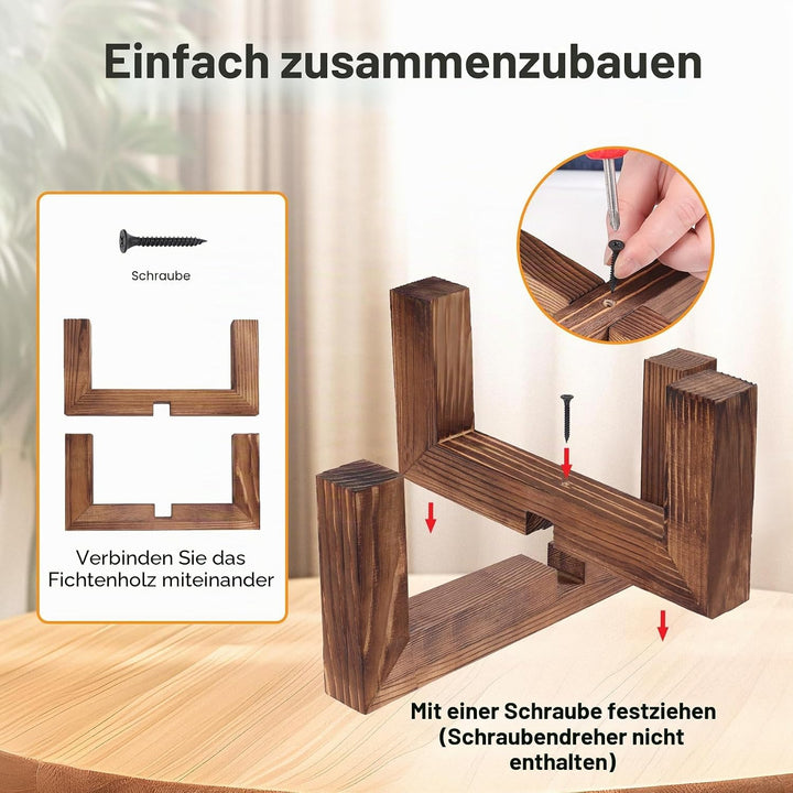 Vigordream Pflanzenständer, Pflanzenhalter für drinnen und draussen aus Holz, Einzelner Blumentopfst