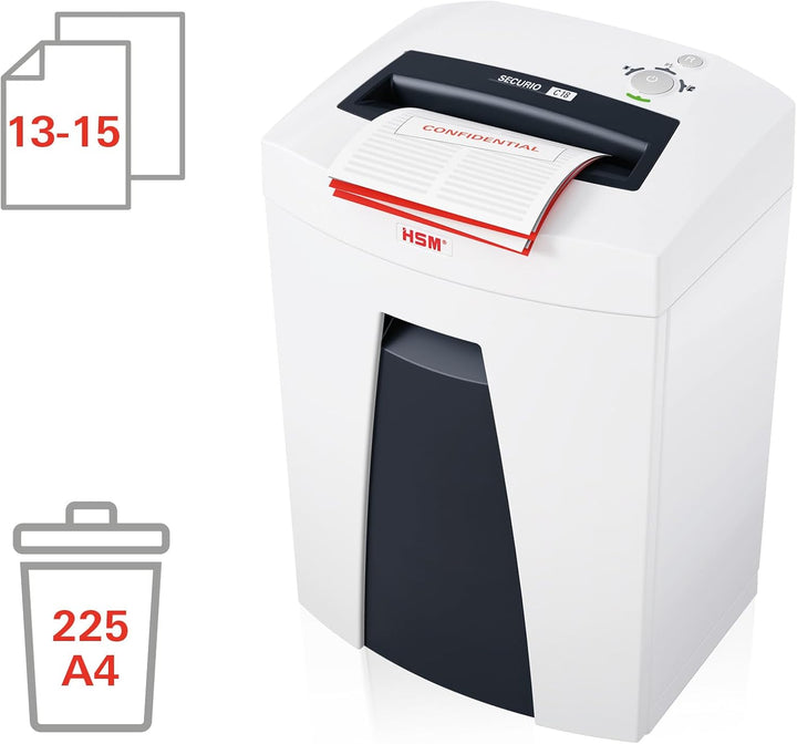 HSM SECURIO C18 Small Office Aktenvernichter, Sicherheitsstufe P2, 15 Blatt Streifenschnitt, Blauer