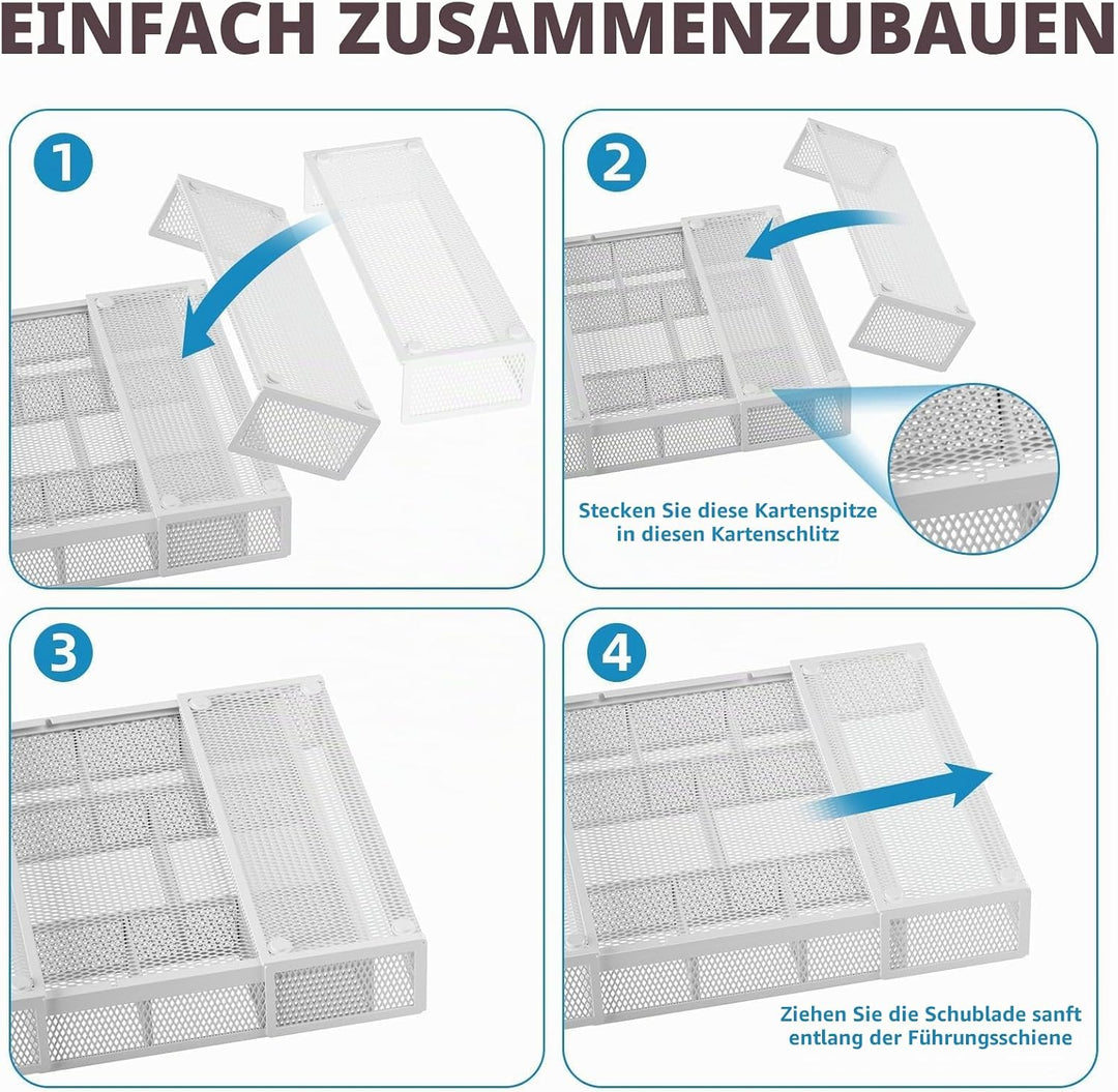 Marbrasse Schreibtisch Organizer mit Schubladen,Netz Schubladenbox mit 10 Verstellbaren Fächern und