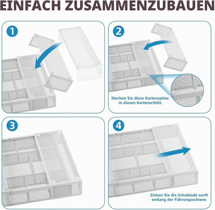Marbrasse Schreibtisch Organizer mit Schubladen,Netz Schubladenbox mit 10 Verstellbaren Fächern und