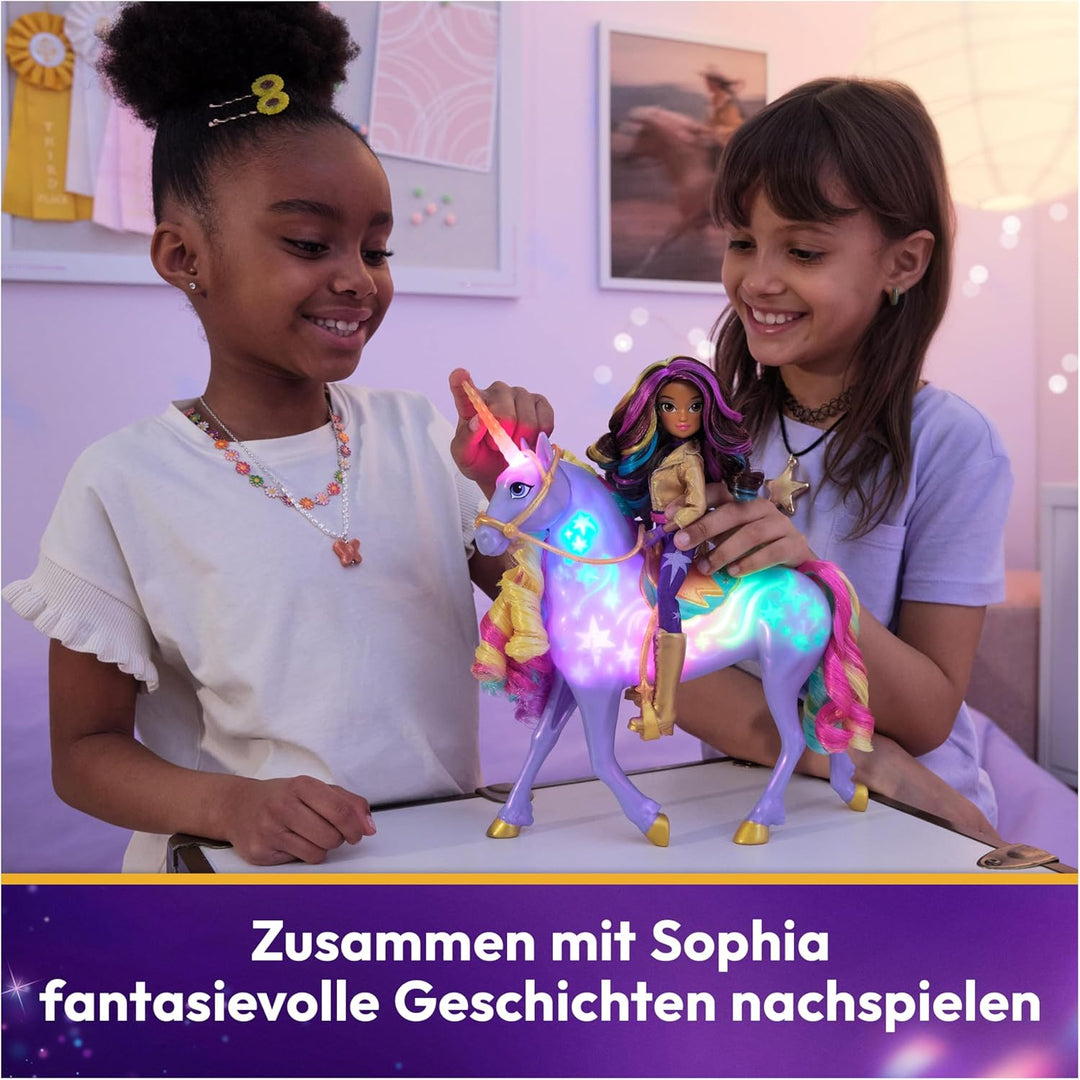 Unicorn Academy Sophia und Licht-Magie Wildstar - ca. 28 cm grosses Einhorn mit Licht- und Soundeffe