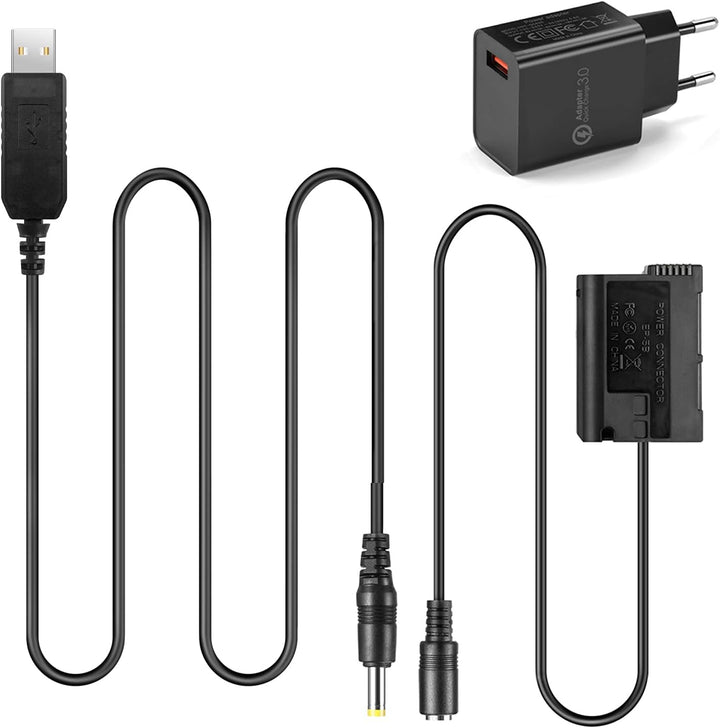 Raeisusp PRO USB-Kabel + QC3.0 Adapter + MB-D15 Dummy-Batterie EP-5B DC-Koppler für Nikon Z5 Z6 Z7 V
