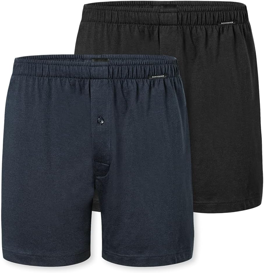 Schiesser Herren 2 PACK Boxershorts Baumwolle Jersey weich Multipack - Jerseyboxer S Sortiert 2_1824