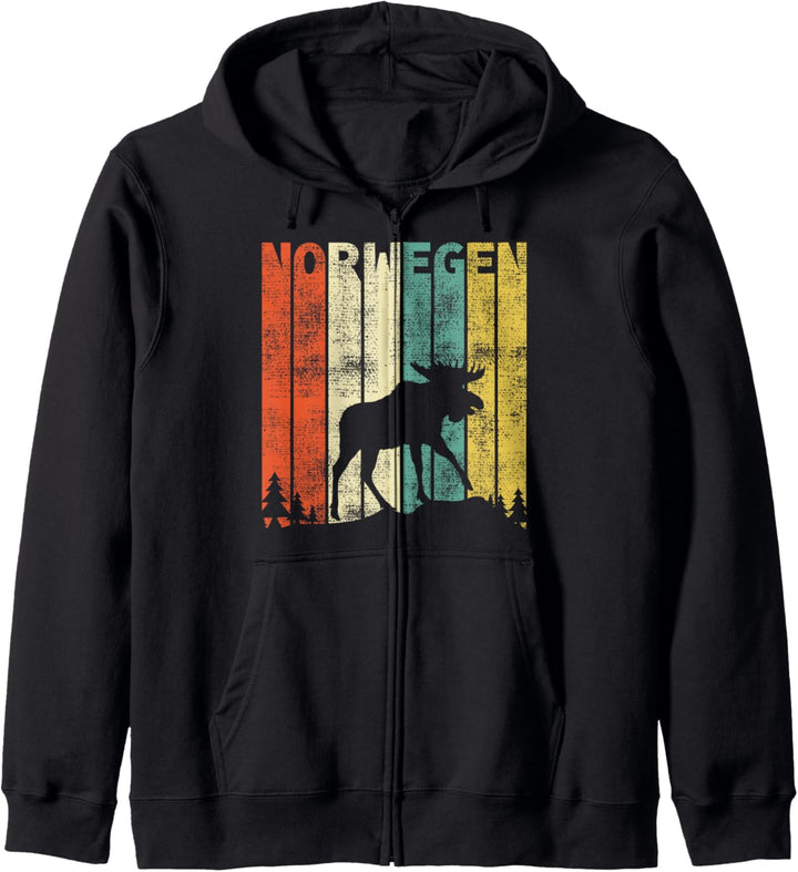 Vintage Norwegen Retro Skandinavien Elch Kapuzenjacke