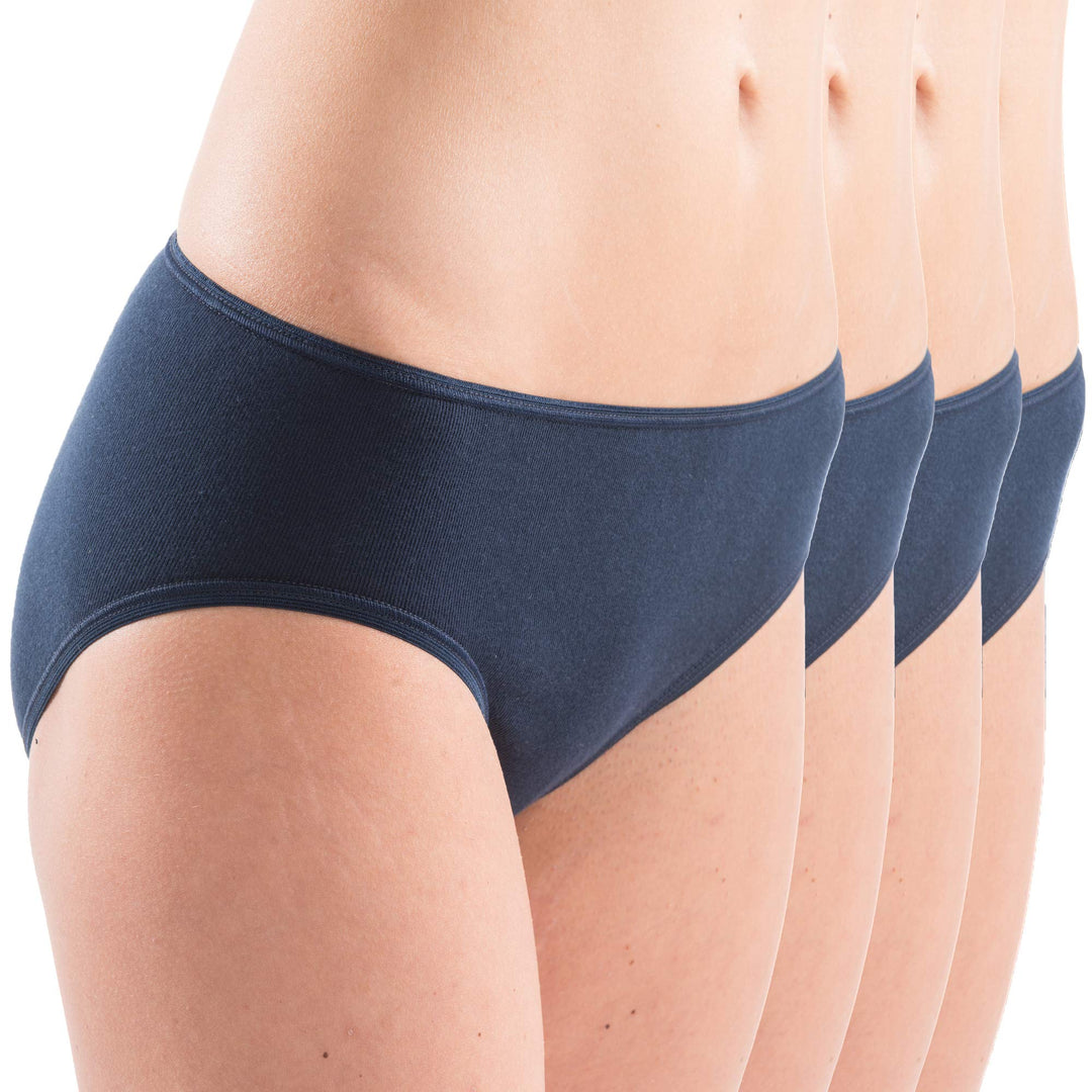HERMKO 1031 Damen Midi-Slip Bio-Baumwolle 4er Pack (Weitere Farben), 44-46 Marine