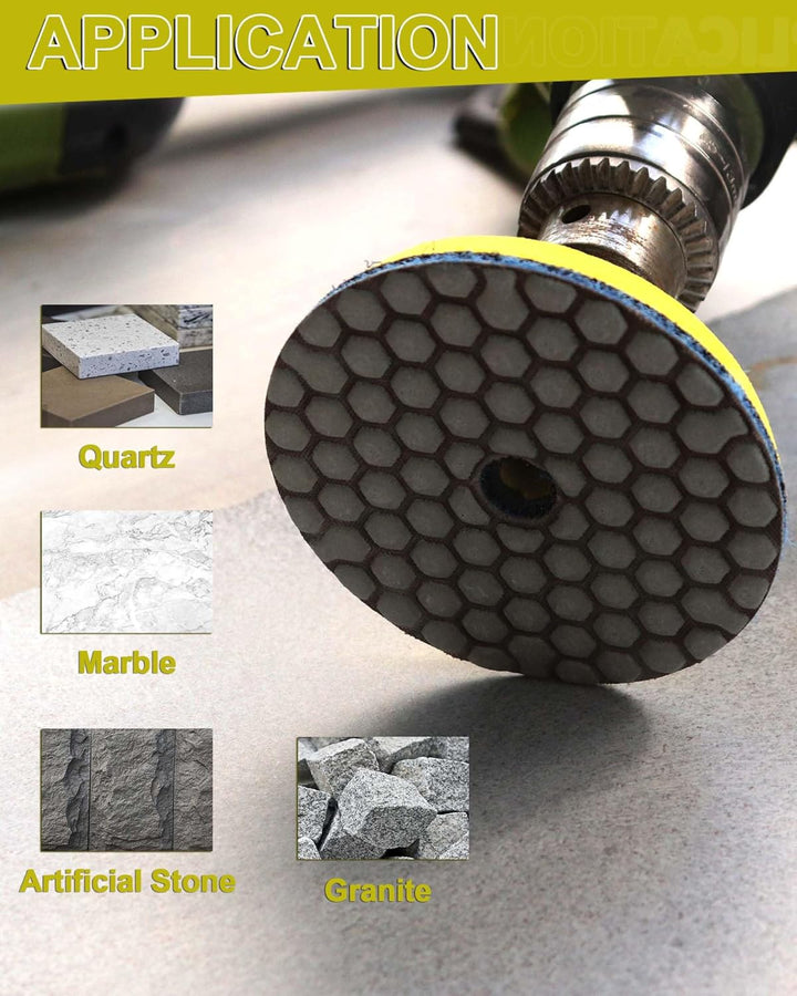 Trocken Diamant Polierpad 100mm 8 Stücke Körnung 50x3/100x2/200/400/800 Polierscheiben mit M14 Stütz