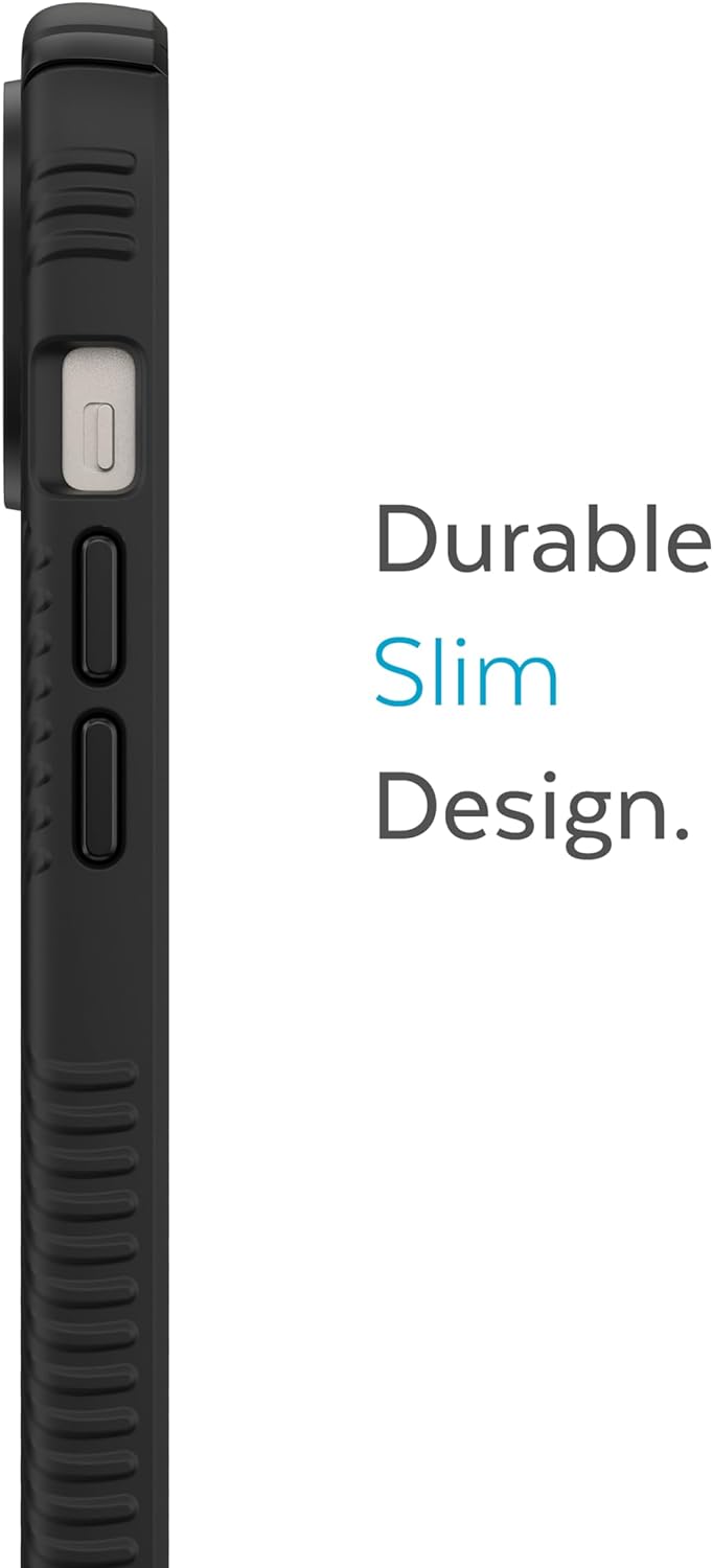 Speck Presidio2 Grip MagSafe - rutschfeste iPhone 14 Plus Hülle (Schwarz/Schwarz/Weiss)