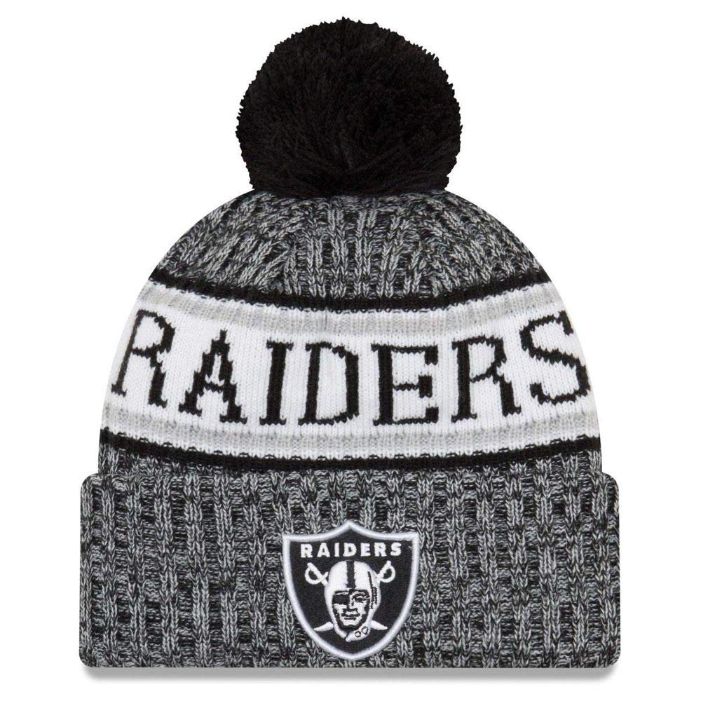 New Era NFL Sideline 2018 Bobble Mütze Oakland Raiders