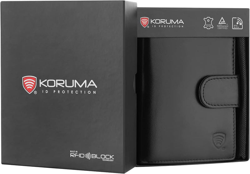 KORUMA RFID Blocker TÜV-geprüft Geldbeutel Männer Opal Geldbörse Herren schwarz Portemonnaie Portmon