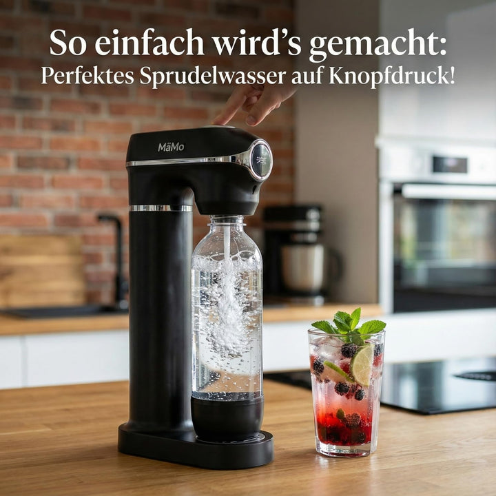 Wassersprudler Soda Maker mit Manometer - Carbonator für Sprudelwasser inkl. 1L und 0.5L BPA-freien