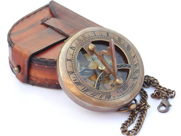 Vintage-Kompass, Euphoria, Kompass, Box|-Compass|Compass für Hiking|Compass Outdoor|Vintage, in Lede