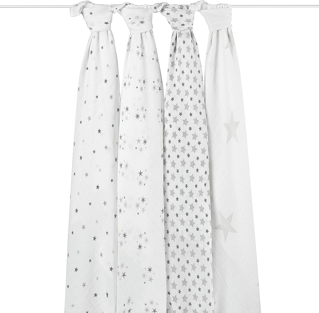 aden + anais twinkle, Pucktücher, Musselin aus 100% Baumwolle, 120cm X 120cm, 4er Pack, twinkle