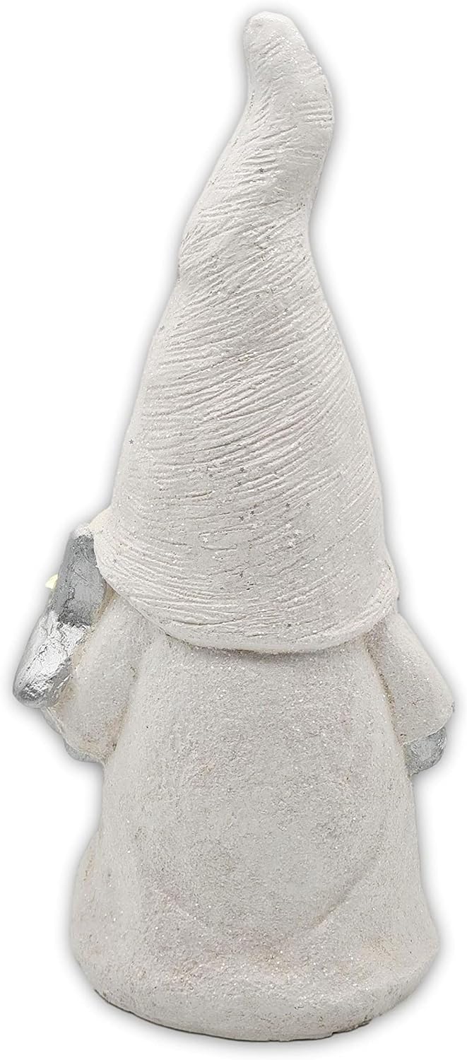 Wichtelstube-Kollektion XL Wichtel Figuren weiss Weihnachten 46.5cm mit LED Stern Weihnachtsdeko aus