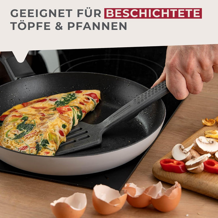 FACKELMANN Statement Silikon Küchenhelfer-Set 3er Pack – Schlitzwender, Servierlöffel & Schöpflöffel