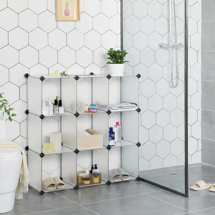 SONGMICS Kunststoffschrank, Kleiderschrank, Badezimmerregal, Schuhregal, Weiss, 93 x 31 x 123 cm, LP
