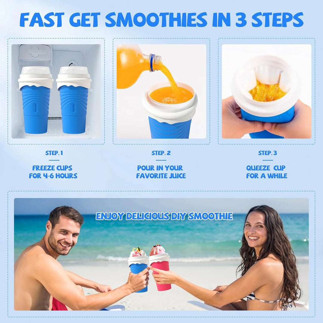 SCBOY Slushy Maker,Eis zum kneten slushy becher,Silikon slushy maker cup,Slush becher mit Strohhalml