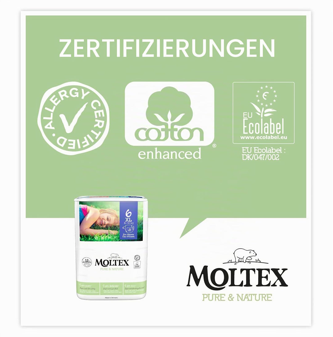 Moltex Pure & Nature Öko-Windeln Grösse 4 (9-15 kg) - 200 Windeln Talla 4 (Paquete de 200), Talla 4