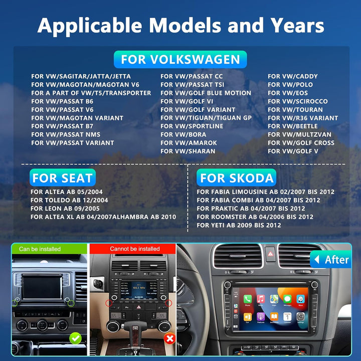 4GB+64GB Android Autoradio mit Type-C USB für VW Golf 5 6 Polo Passat B6 Touran T5 Seat Tiguan EOS C
