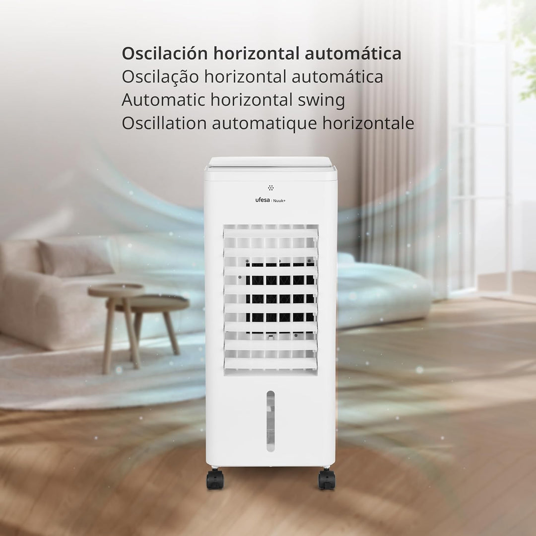 Ufesa CLN Verdunstungskühler, 65W, Kühlfunktion, Ionisiert und Ventilator, 3 Geschwindigkeiten, 3 Mo