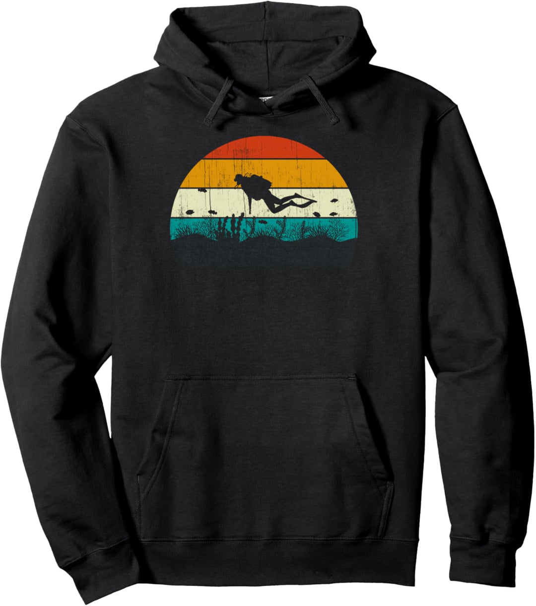 Vintage Retro Style Pine Tree Lover Sports Scuba Diving Pullover Hoodie