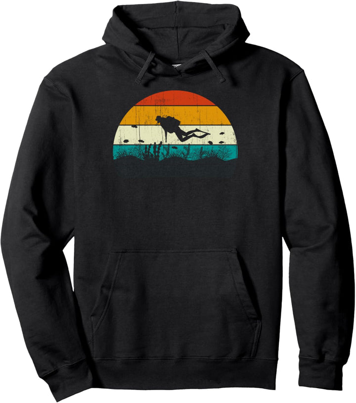 Vintage Retro Style Pine Tree Lover Sports Scuba Diving Pullover Hoodie