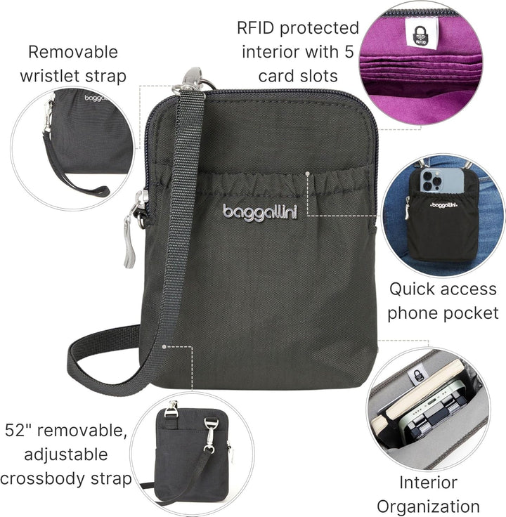 Baggallini Bryant Smartphone-Tasche und Geldbörse – leicht, wasserabweisend, Reisetasche mit RFID-Sc