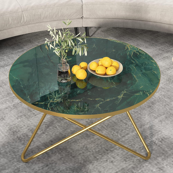 HOLTICO Couchtisch Beistelltisch Rund Schwarz Grün,Wohnzimmertisch Sofatisch für Wohnzimmer Garten B