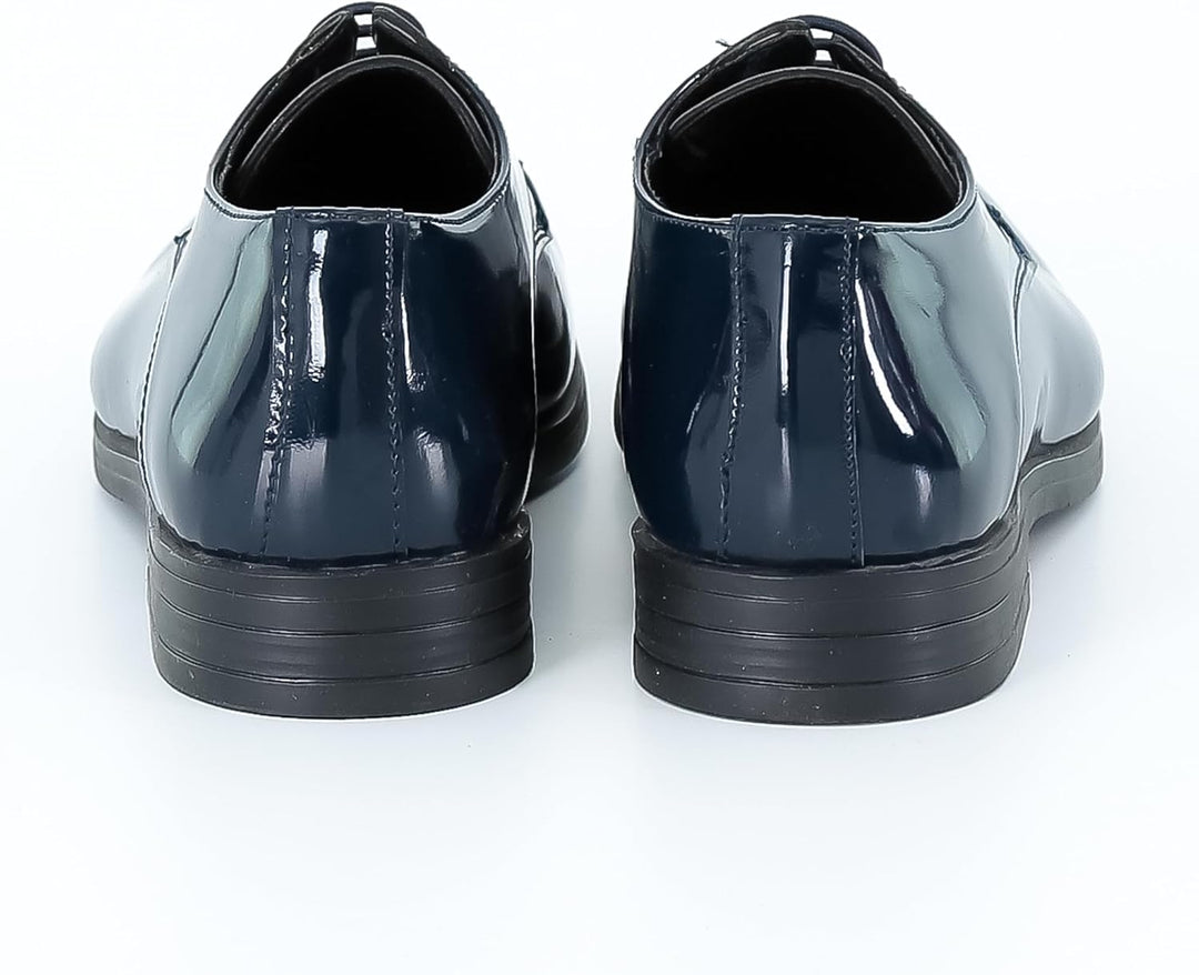 SIRRI Jungen-Derby-Schuhe aus Lackleder für formelle Kleidung zum Schnüren für Hochzeit und Abschlus