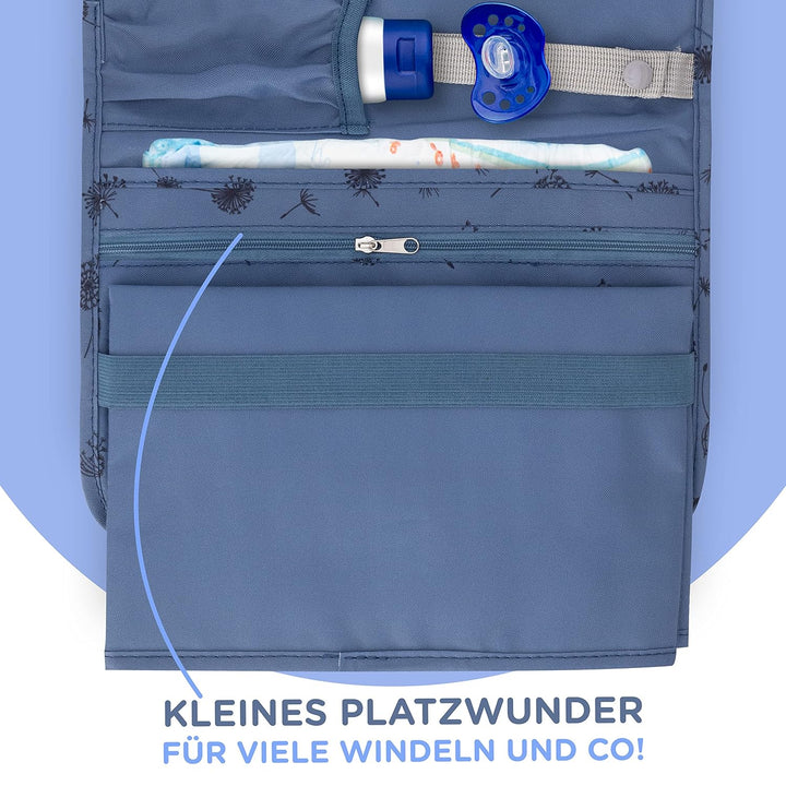 Jubi® Windeltasche mit Wickelunterlage für unterwegs mit extra viel Platz - Kleine Wickeltasche - Bl