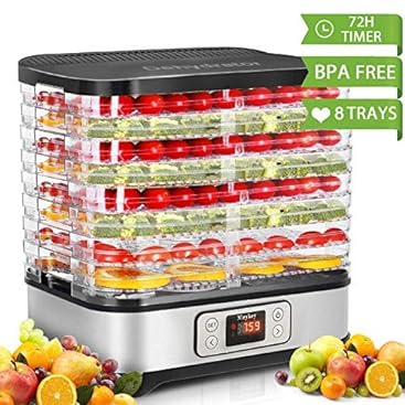 COOCHEER Dörrautomat Dörrapparat für Obst und Gemüse, Lebensmitteltrockner, 400W, LCD-Display, Tempe