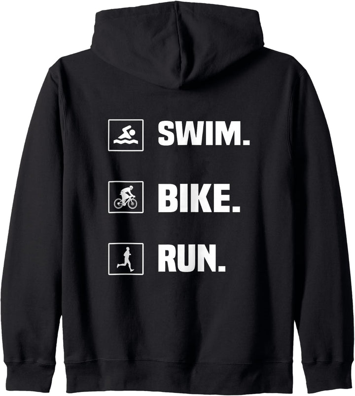 Backprint Swim Bike Run Triathlon Kapuzenjacke
