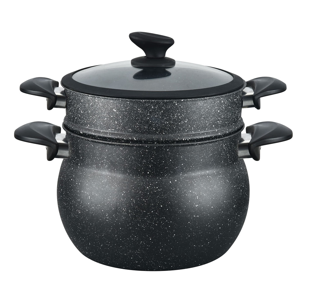 3 tlg Kuskus Topf 12L Dampfgarer COUSCOUS Ø26cm Dampfkocher Gemüse Steamer Induktion Mantykocher
