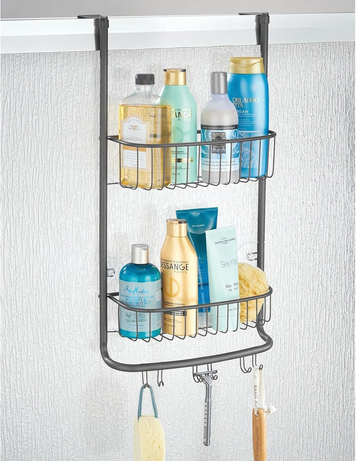 mDesign Duschablage zum Hängen – praktisches Duschregal ohne Bohren aus rostfreiem Metall – 2 Duschk