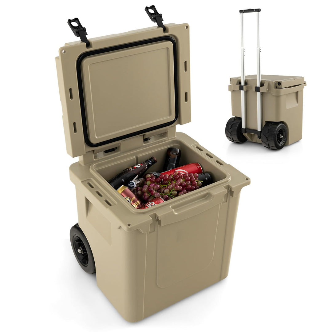 GOPLUS Kühlbox 43L, Isolierbox tragbar mit Rollen & Alu Griff, grosse Thermobox Coolbox ohne Strom f