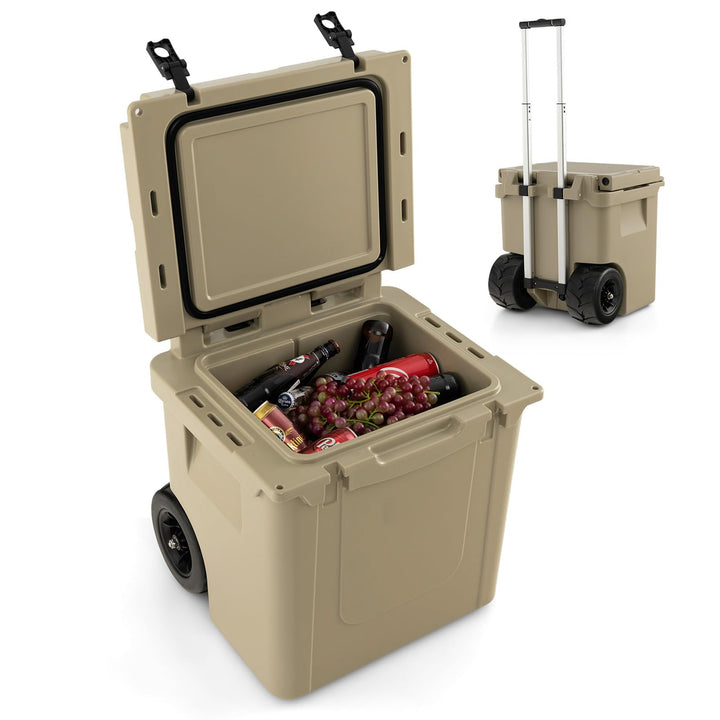 GOPLUS Kühlbox 43L, Isolierbox tragbar mit Rollen & Alu Griff, grosse Thermobox Coolbox ohne Strom f