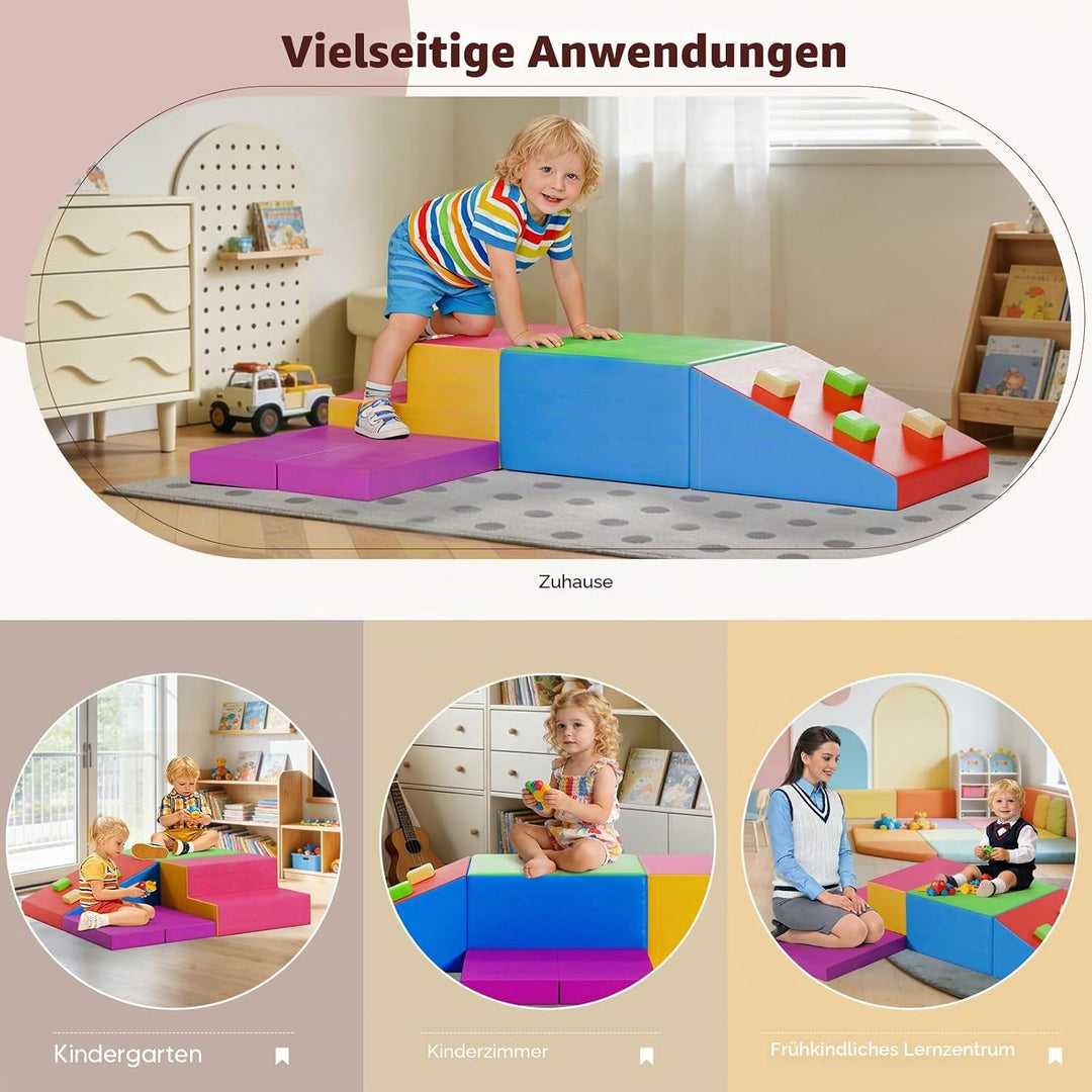 Baby-Schaumstoffbausteine, XXL Softplay-Set für Kleinkinder von 1–3 Jahren, Schaumstoff Bausteine fü