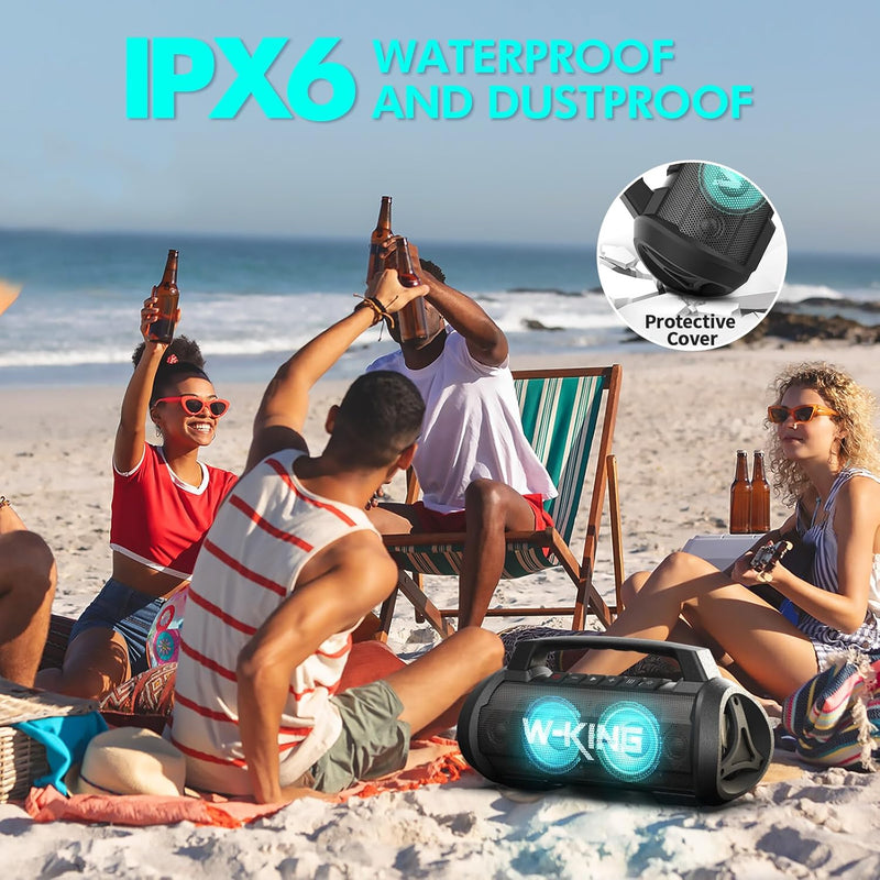 70W (100W Peak) Bluetooth Lautsprecher, W-KING Musikbox Bluetooth Box Gross Boombox Bass Boost, Part