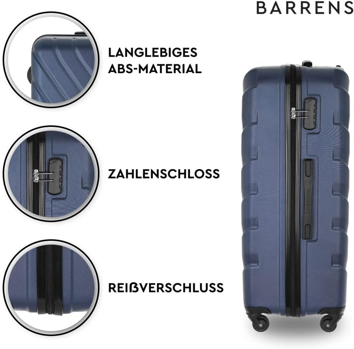 BARRENS Grosser Koffer | Aufgabegepäck | 77x51x30 cm | 96 L | 4x360 Grad Rollen | Flexibler Griff |