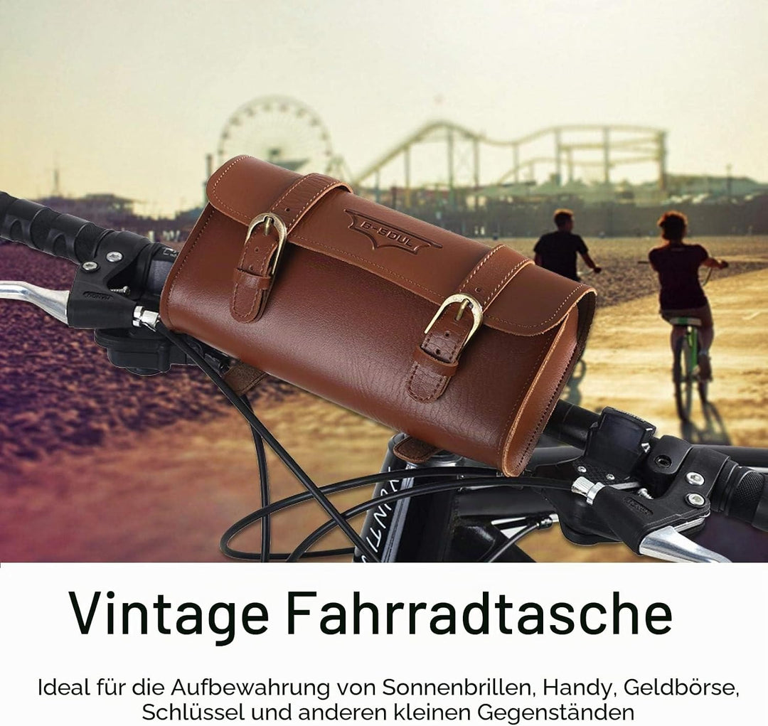 B-Soul Retro Fahrrad Rahmentasche für Handy und Geldbörse Schnallenverschluss Fahrradzubehör Aufbewa